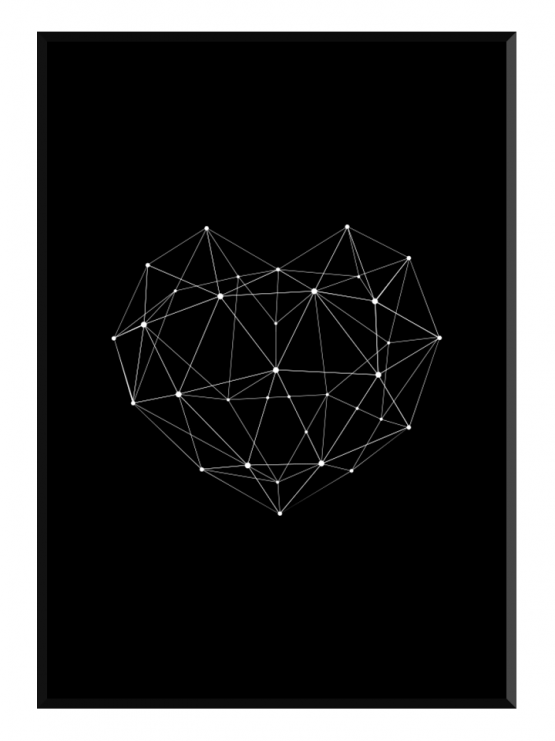 Geo Heart Black Poster